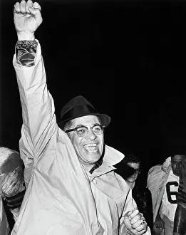 Celebrating Prints: Vince Lombardi Raising Fist in Victory