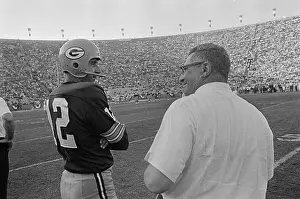 Sideline Prints: Vince Lombardi Talking to Quarterback