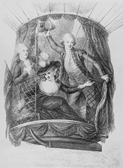 Vincent Lundari and Mrs LA Sage in a Hot Air Balloon in 1785