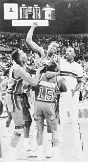 Vinnie Johnson Lifting Isiah Thomas