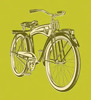 Green Background Prints: Vintage Bicycle