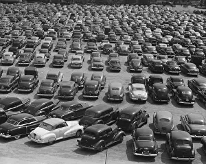 Vintage cars in lot