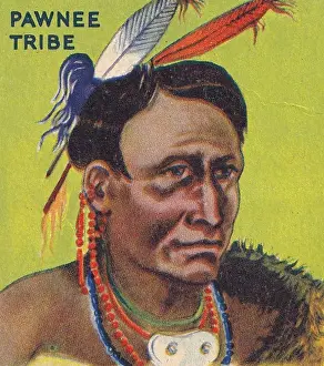 Vintage collectible gum trading card, Pawnee Tribe, Indian Chewing Gum, 1933