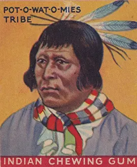 Tribe Prints: Vintage collectible gum trading card, Potawatomi Tribe, Indian Chewing Gum, 1933