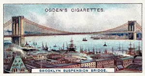 Vintage collectible tobacco card, The Brooklyn Bridge, New York City, Ogden's Cigarettes, 1908