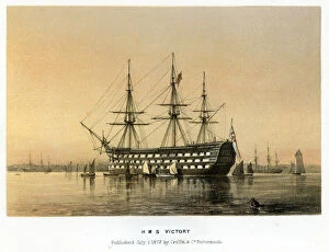 Images Dated 19th January 2011: Vintage colour lithograph of HMS Victory