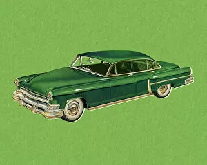 Vintage Car Illustrations Gallery: Vintage Green Car