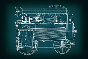 Images Dated 18th May 2018: Vintage locomobil blueprint