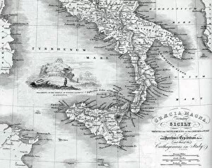Past Gallery: Vintage map of Magna Graecia