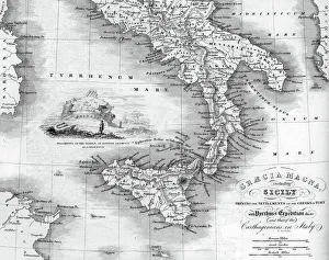 Historical Geopolitical Location Collection: Vintage map of Magna Graecia