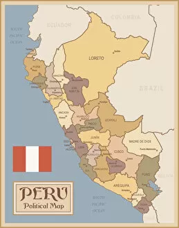 Images Dated 25th April 2018: Vintage Map of Peru