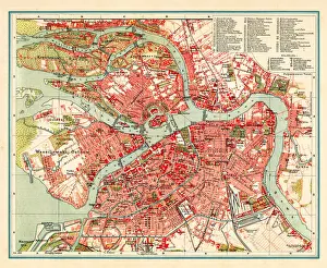 Vintage map of St. Petersburg Russia 1898