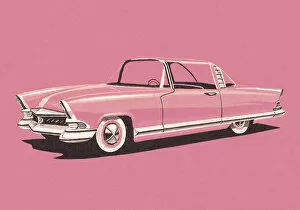 Vintage Car Illustrations Gallery: Vintage Pink Car