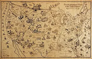 Humorous Prints: Vintage poster of bootlegging map of the United States