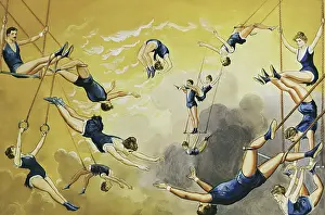 Human Likeness Prints: Vintage poster of circus acrobats performing stunts