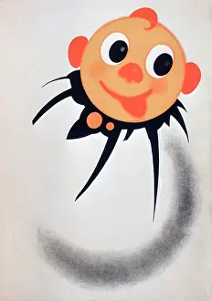 Human Likeness Prints: Vintage poster of clown face smiling