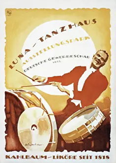 Nightclub Prints: Vintage poster of musician playing the drums