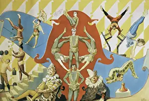 Vintage poster of various circus performers
