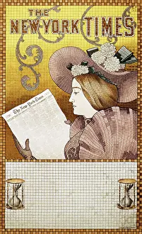 Stylish Prints: Vintage poster of woman reading newspaper