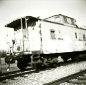 Vintage Black And White Prints: Vintage railroad car (B&W, soft focus)
