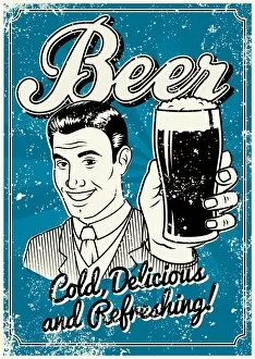 Images Dated 21st October 2017: Vintage Screen Printed Beer Poster