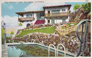 Vintage souvenir postcard, Ann Harding's Home, Homes of the Stars series, ca 1937