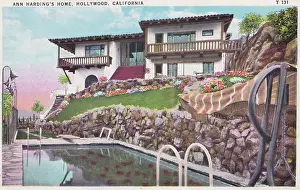 Vintage souvenir postcard, Ann Harding's Home, Movie Star Homes series, ca 1935