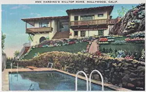 Vintage souvenir postcard, Ann Harding's Home, Movie Star Homes series, ca 1938