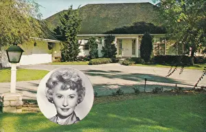 Vintage souvenir postcard, Barbara Stanwyck's Home, Movie and Television Star Homes series, 1969