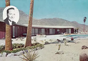 Vintage souvenir postcard, Bing Crosby, Homes of the Stars in Palm Springs, ca 1964-65