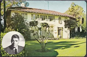 Vintage souvenir postcard, Burt Lancaster's Home, Movie and Television Star Homes series, 1969