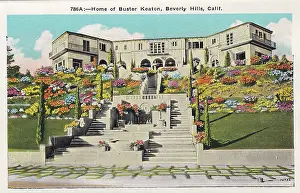Vintage souvenir postcard, Buster Keaton's Beverly Hills Home, Movie Star Homes series, ca 1923