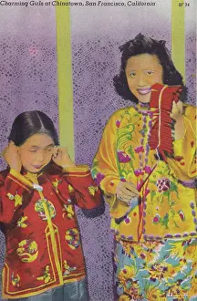 Vintage souvenir postcard, Chinatown Celebration, San Francisco, California, ca 1935