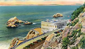 Vintage souvenir postcard, Cliff House and Sutro Baths, San Francisco, California, ca 1947