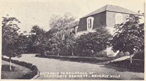 Vintage souvenir postcard, Constance Bennett's Home, Hollywood Homes series, ca 1938