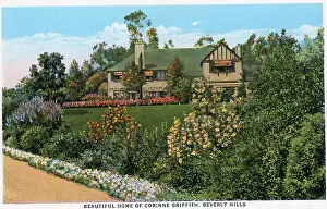 Vintage souvenir postcard, Corinne Griffith Residence, Homes of Movie Stars series, ca 1927
