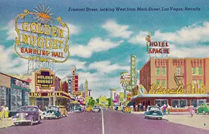 Vintage souvenir postcard, Fremont Street, Greetings from Las Vegas series, 1951