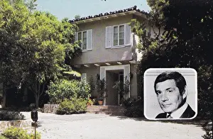 Vintage souvenir postcard of Gene Barry's Hollywood Home, Fabulous Homes of Television and Movie Stars series, ca 1980