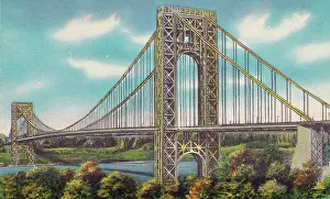 Vintage souvenir postcard, George Washington Bridge, New York City, ca 1944
