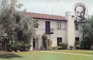 Vintage souvenir postcard, Groucho Marx's Home, Homes of Movie and Television Stars series, ca 1958