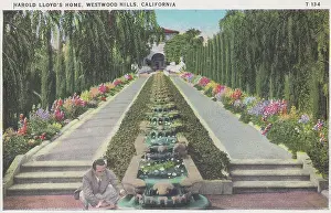 Vintage souvenir postcard, Harold Lloyd at Home, Movie Star Homes series, 1936