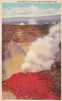Vintage souvenir postcard, Hawaii Volcanoes National Park, Aloha Hawaiian Islands series, 1935