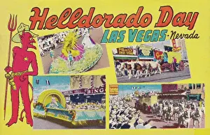 Vintage souvenir postcard, Helldorado Days, Greetings from Las Vegas series, 1951