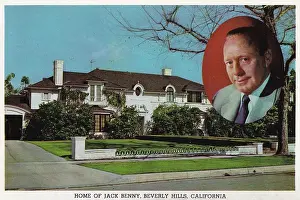 Vintage souvenir postcard, Home of Jack Benny, Movie Star Homes series, 1958
