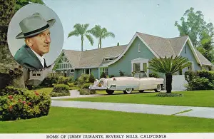 Vintage souvenir postcard, Home of Jimmy Durante, Movie Star Homes series, 1958