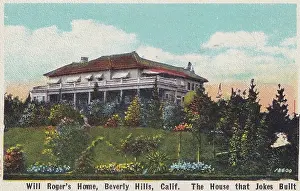 Vintage souvenir postcard, Home of Will Rogers, Homes of Movie Stars series, 1921