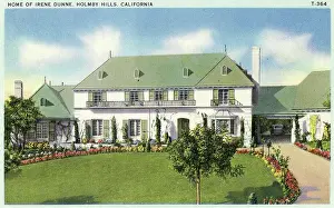 Vintage souvenir postcard, Irene Dunne's Holmby Hills Mansion, Homes of the Stars series, ca. 1941