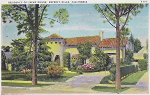 Vintage souvenir postcard, Irene Dunne's Home, Movie Star Homes series, 1936