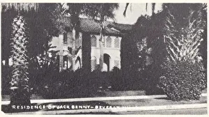 Vintage souvenir postcard, Jack Benny's Home, Hollywood Homes series, ca 1938