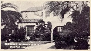 Vintage souvenir postcard, James Cagney's Home, Hollywood Homes series, ca 1938